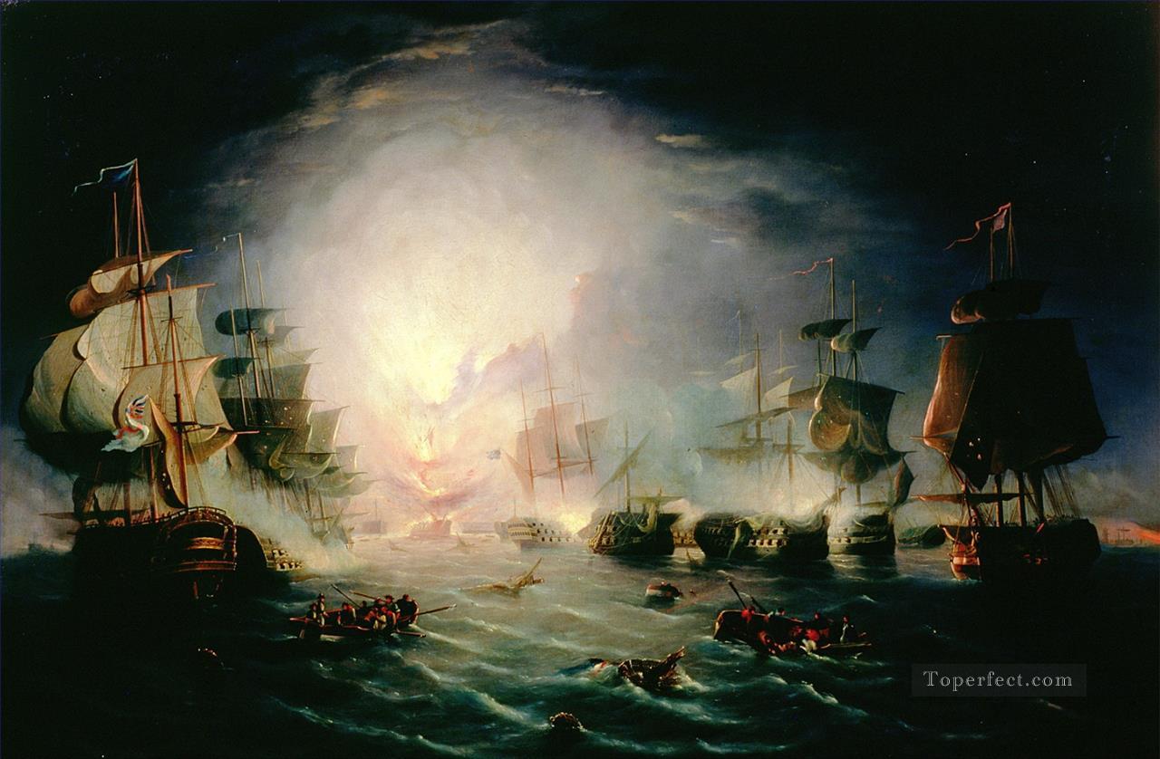 Thomas Serres circle of Battle of the Nile 1798 Naval Battles Oil Paintings